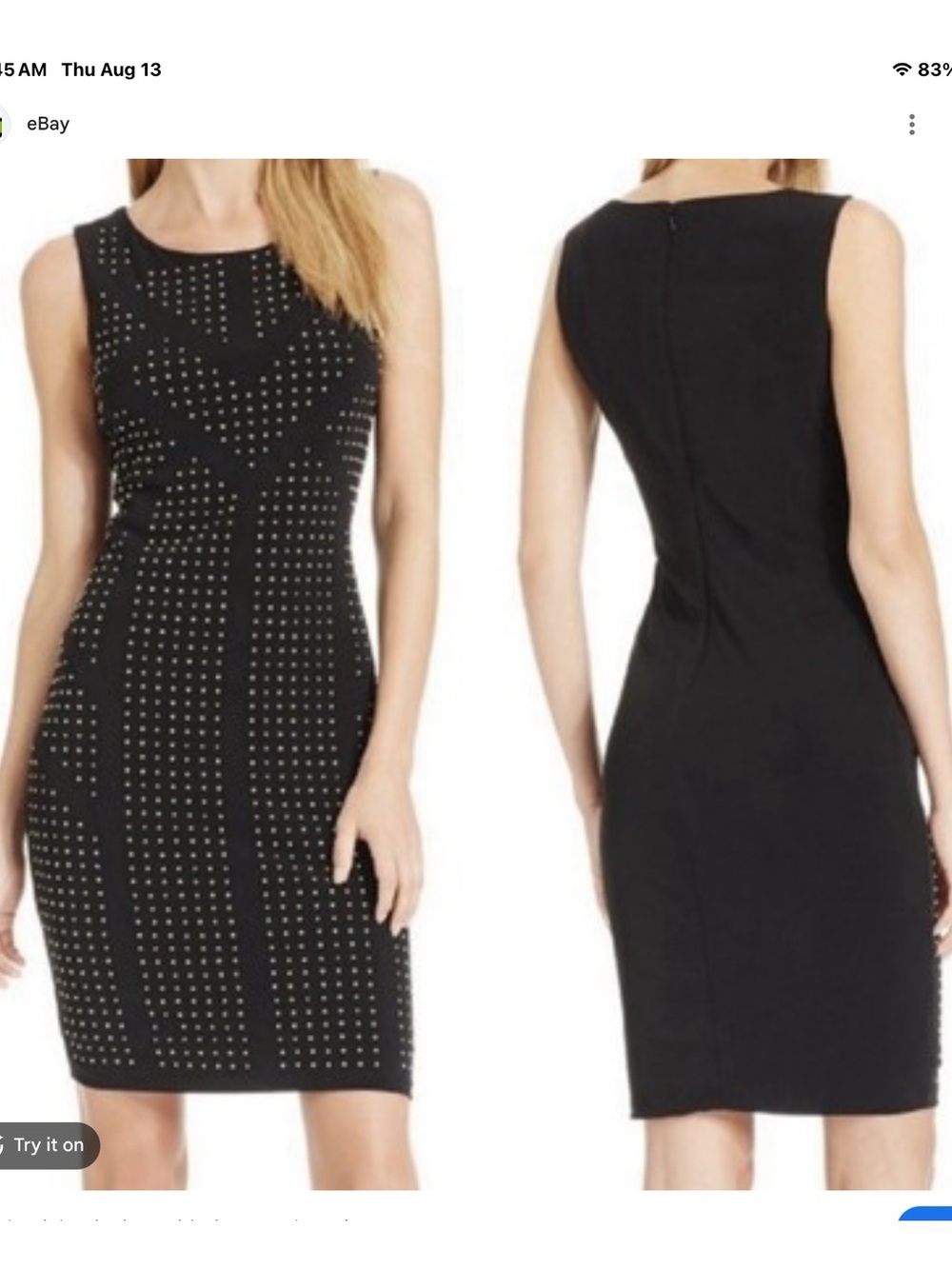 Calvin Klein Black Studded Sheath Dress